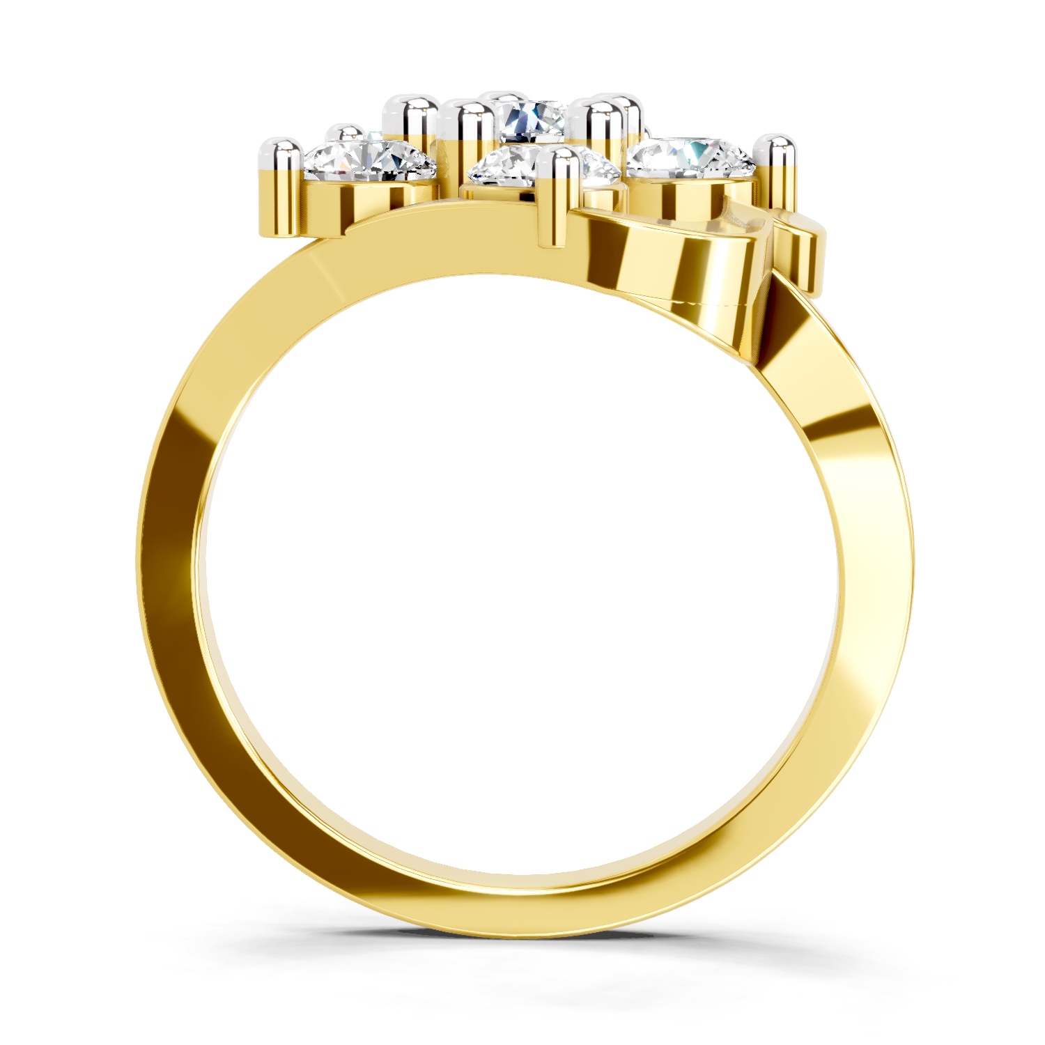 1.55 Ct Round Shape Floral Diamond Ring | 14K Yellow Gold