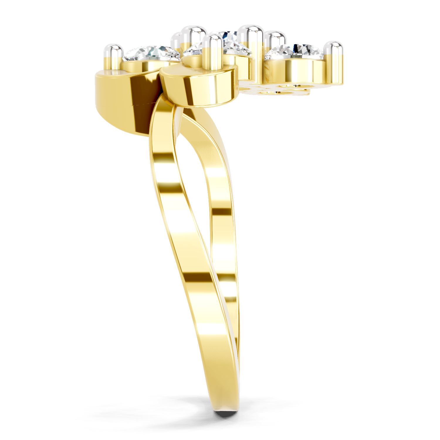 1.55 Ct Round Shape Floral Diamond Ring | 14K Yellow Gold