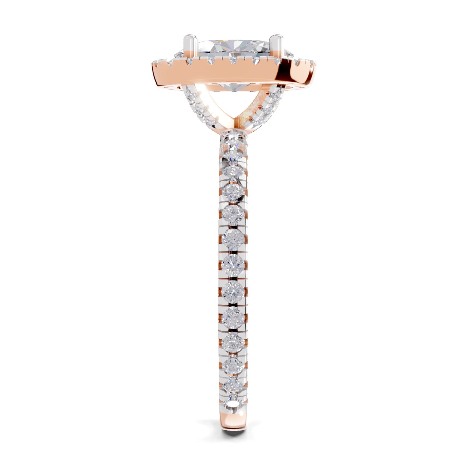1.66 Carat Oval Shape Halo Engagement Ring | 14K Rose Gold