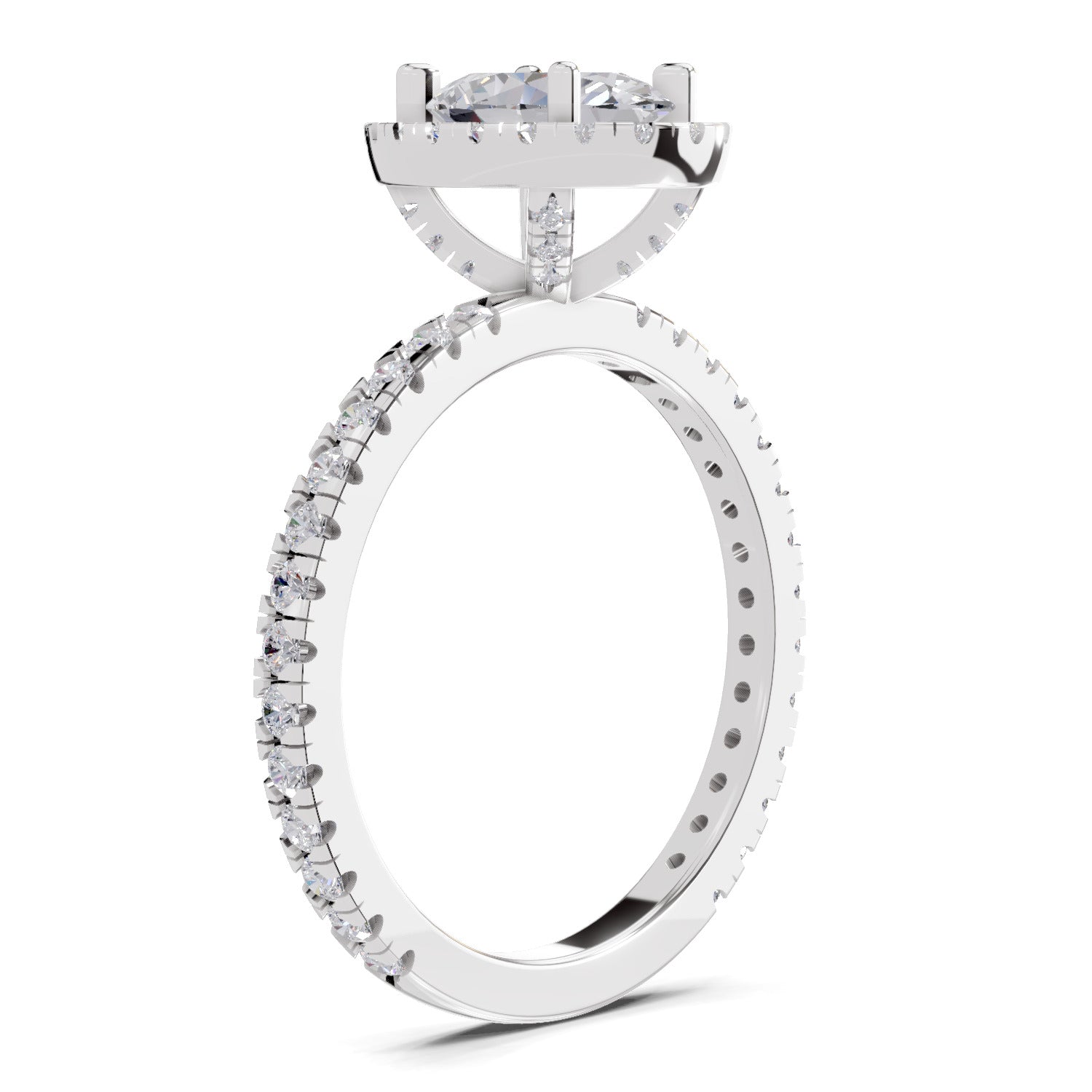 1.66 Carat Oval Shape Halo Engagement Ring | 14K White Gold