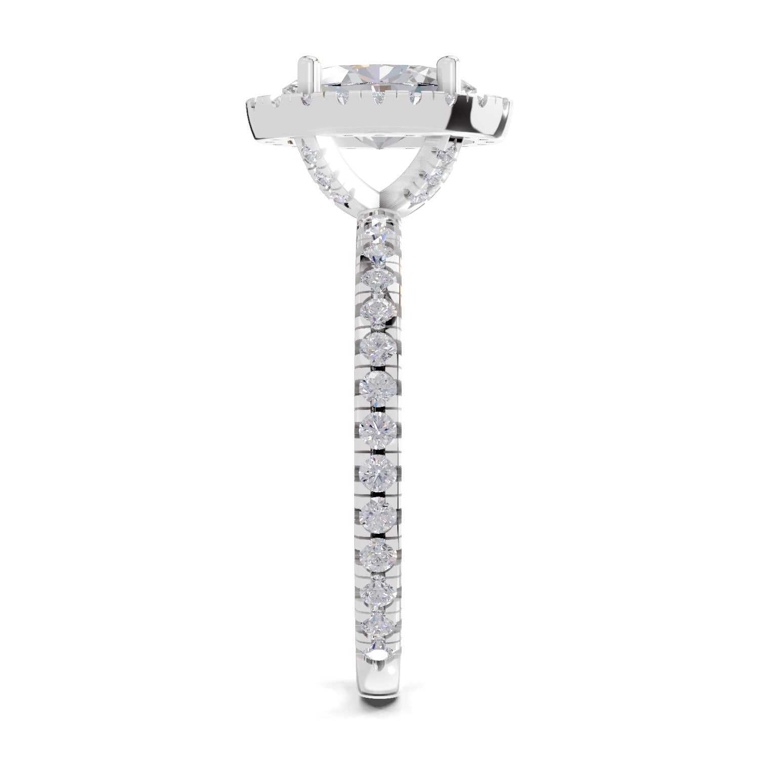 1.66 Carat Oval Shape Halo Engagement Ring | 14K White Gold