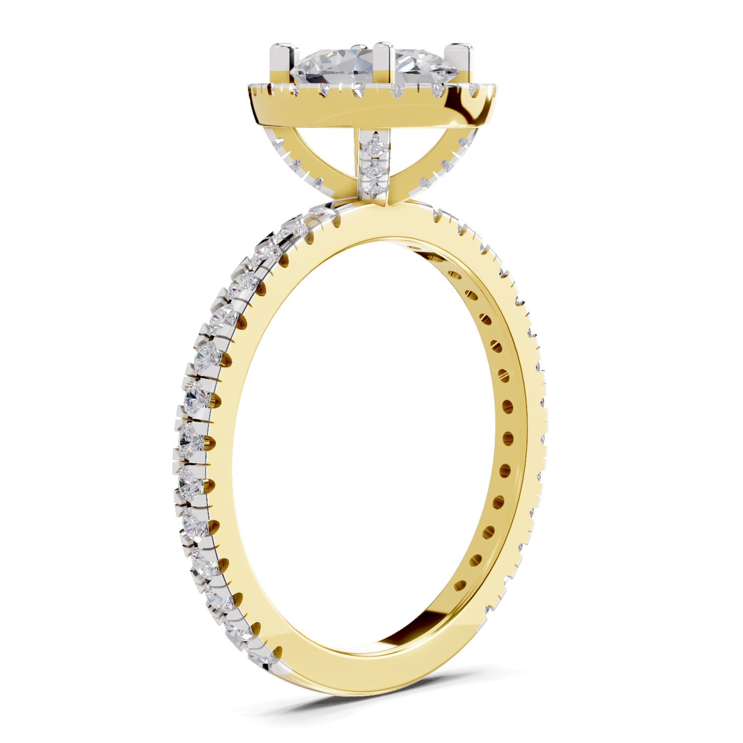 1.66 Carat Oval Shape Halo Engagement Ring | 14K Yellow Gold