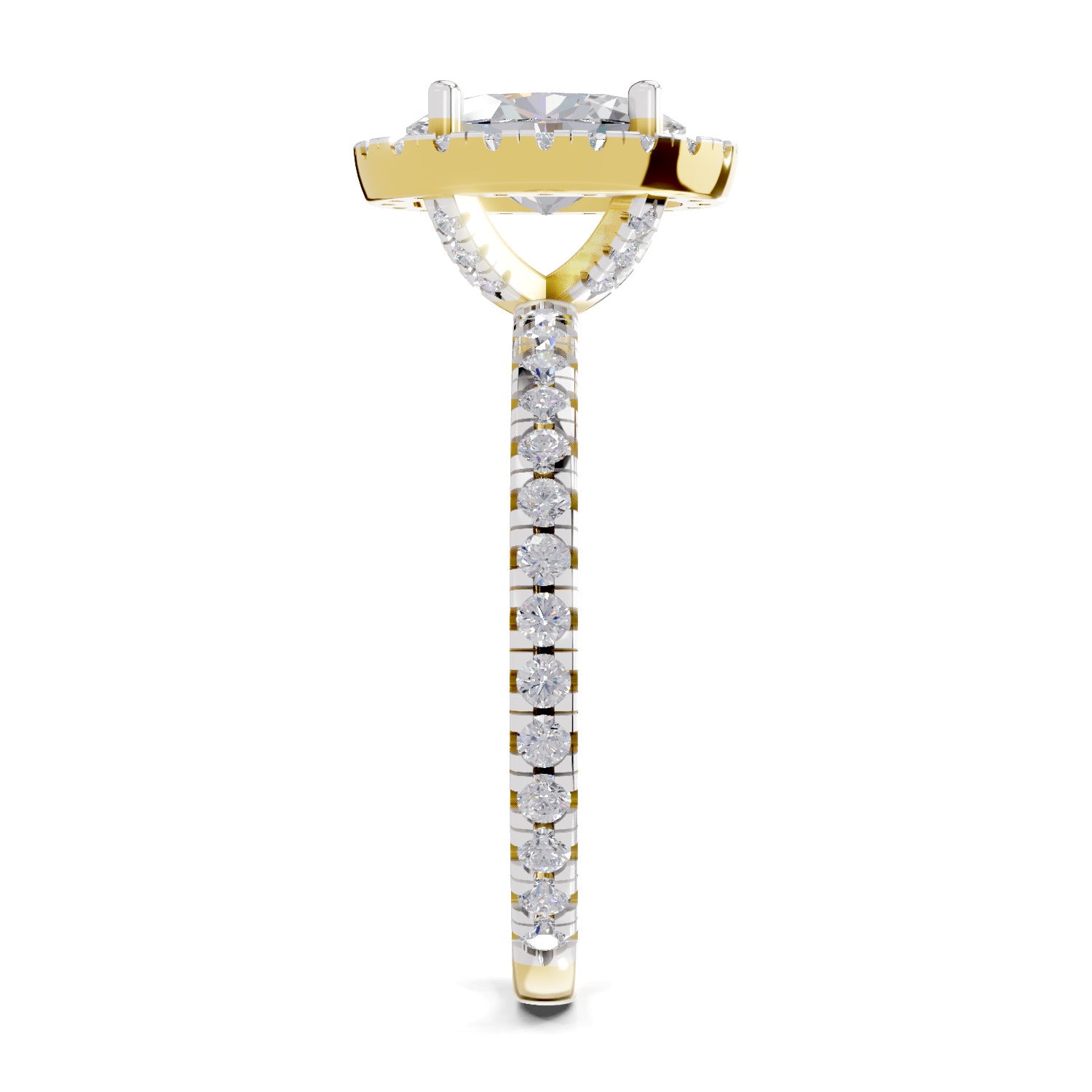 1.66 Carat Oval Shape Halo Engagement Ring | 14K Yellow Gold