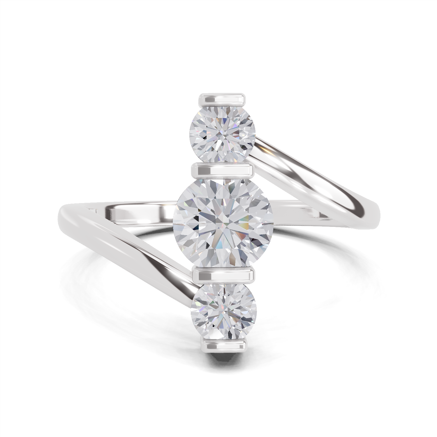 0.92 Carat Triastra Promise Engagement Ring | 14K White Gold