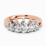 1.14 Ct Pear Shape 5 Stone Diamond Ring | 14K Rose Gold