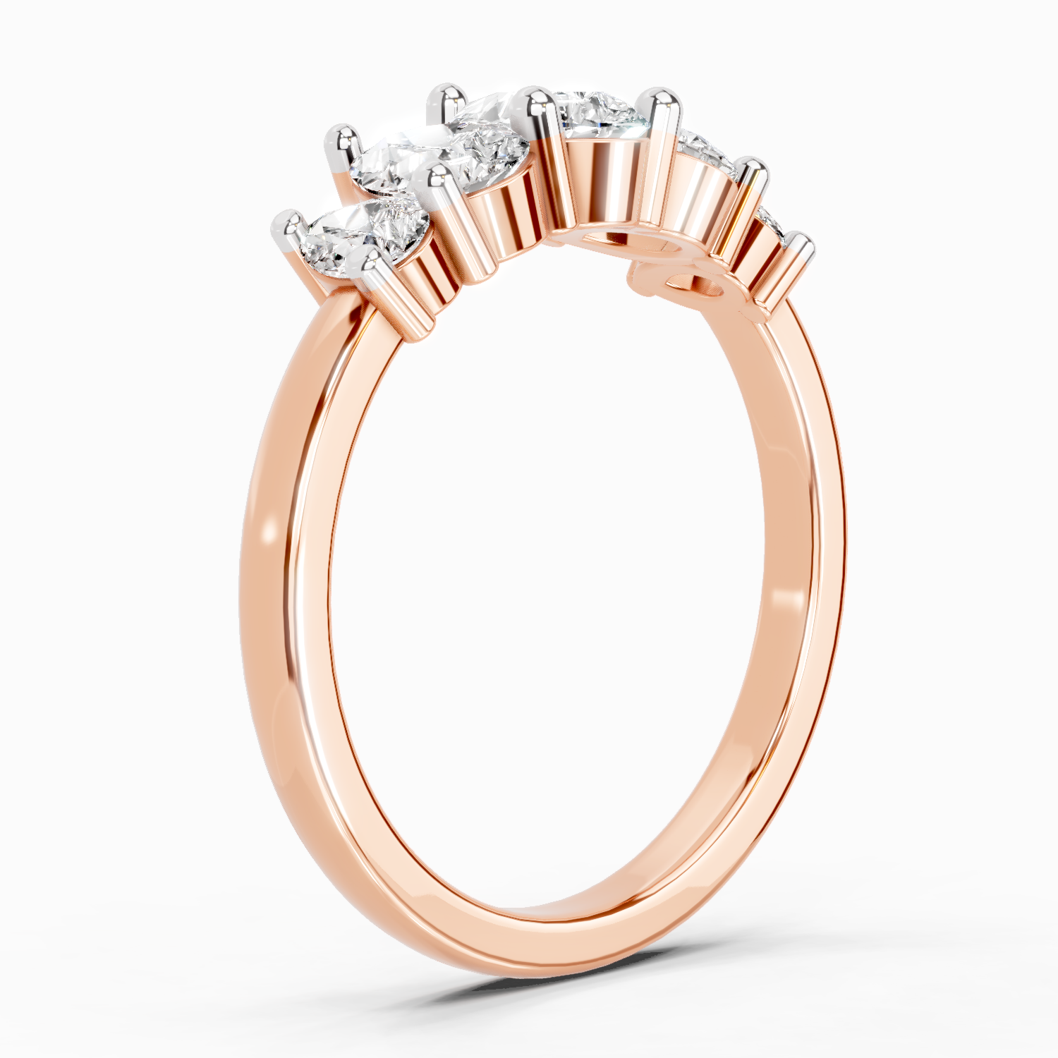 1.14 Ct Pear Shape 5 Stone Diamond Ring | 14K Rose Gold
