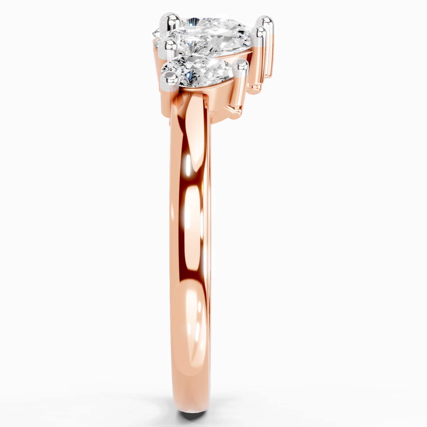 1.14 Ct Pear Shape 5 Stone Diamond Ring | 14K Rose Gold