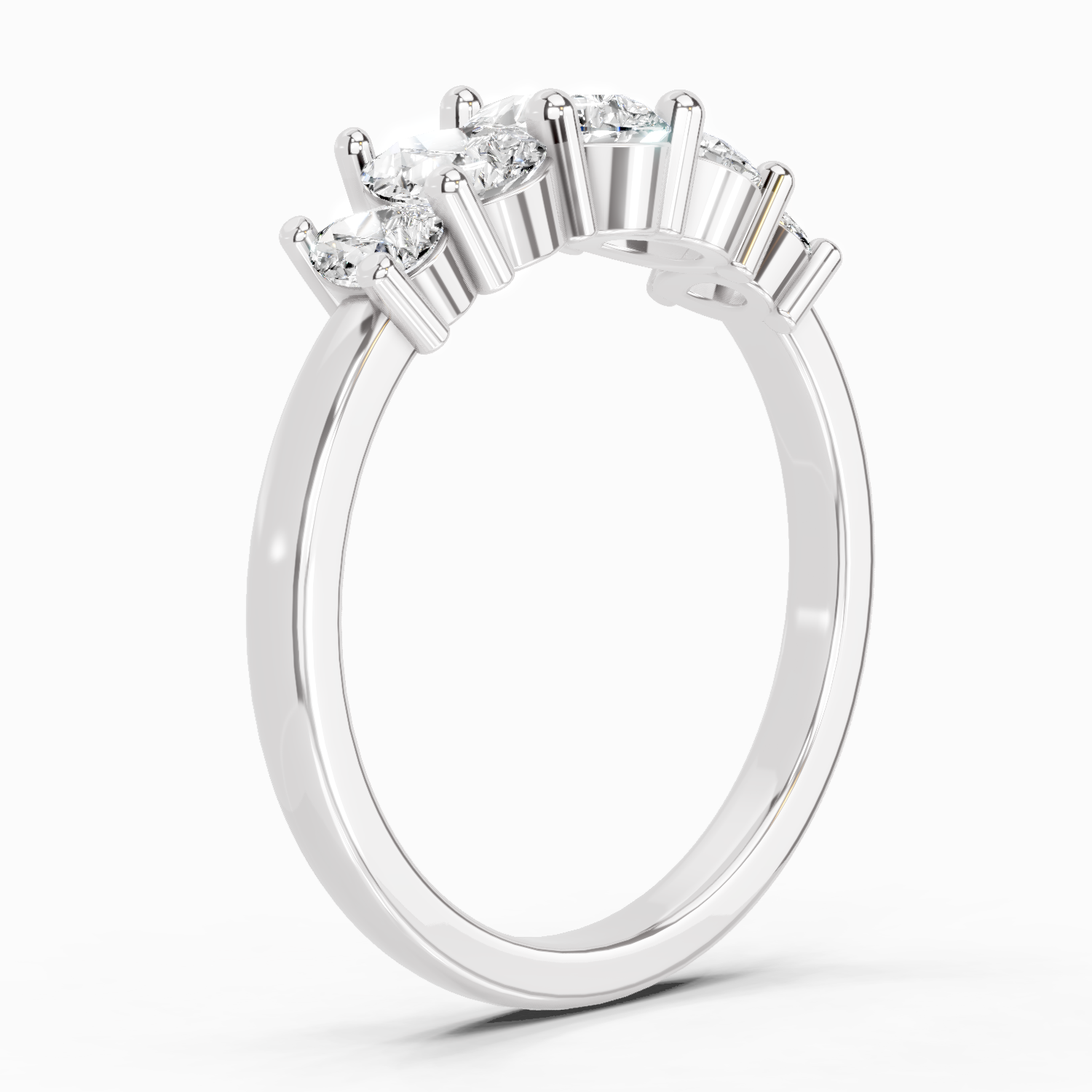 1.14 Ct Pear Shape 5 Stone Diamond Ring | 14K White Gold