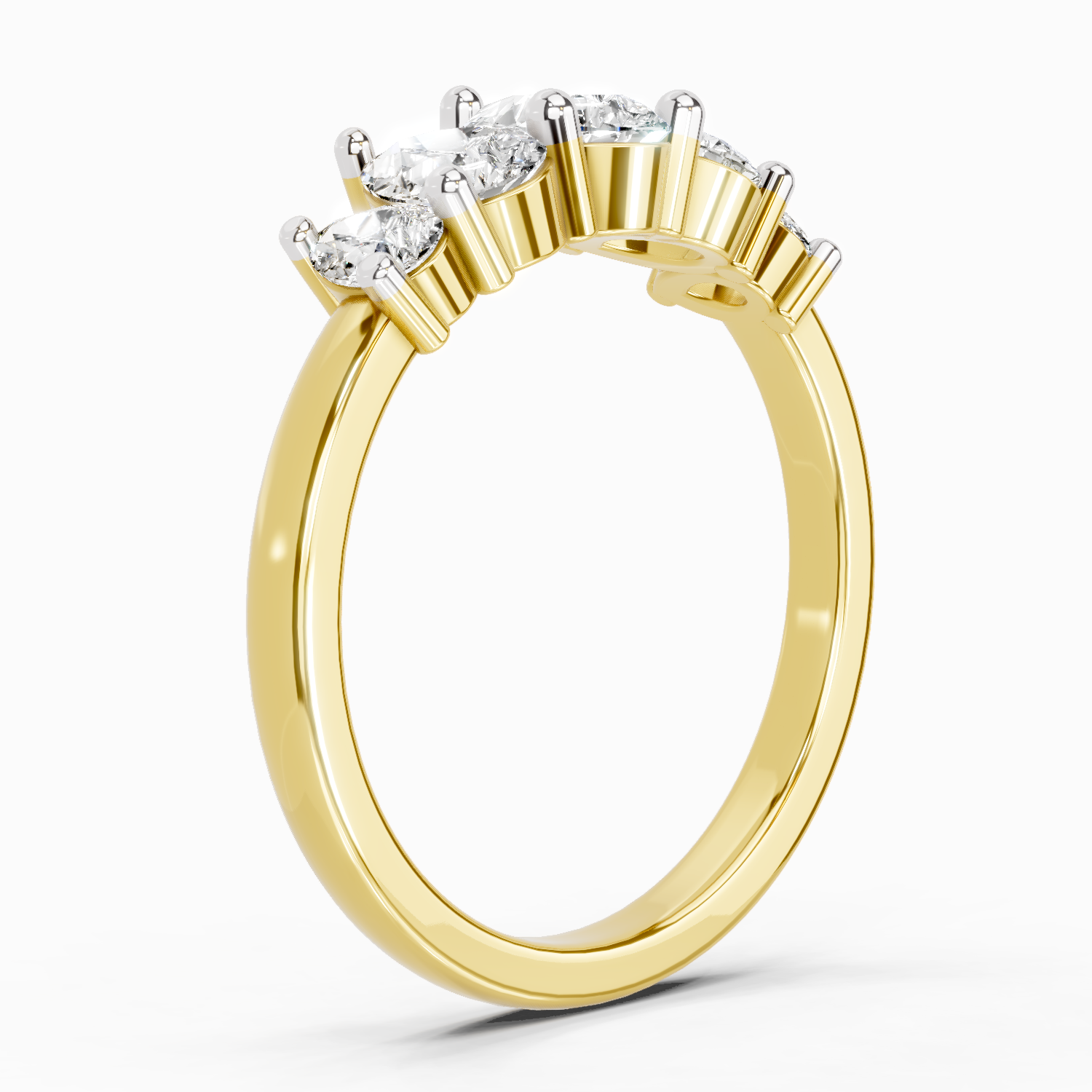 1.14 Ct Pear Shape 5 Stone Diamond Ring | 14K Yellow Gold