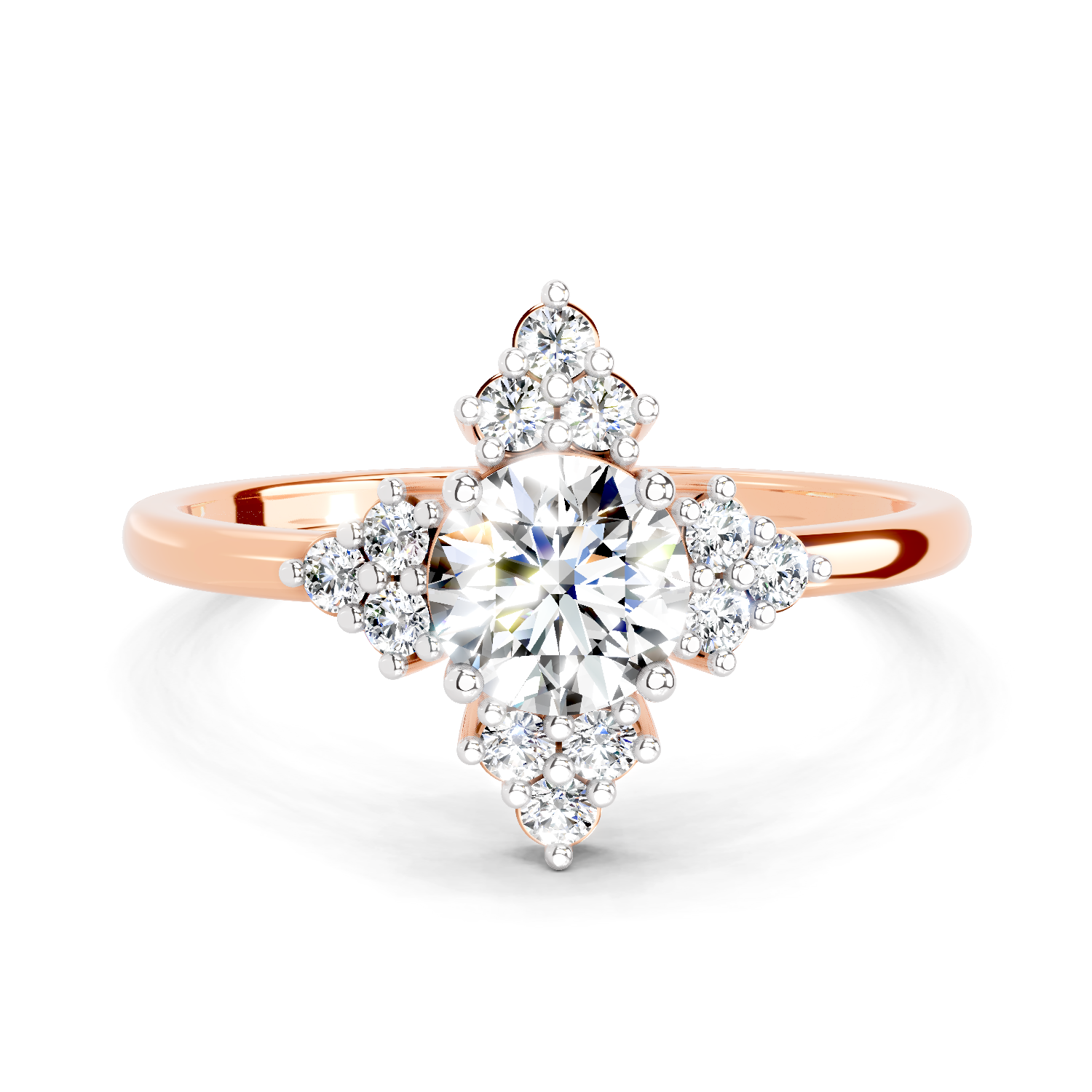 0.70 Ct Round Shape Cluster Diamond Ring | 14K Rose Gold