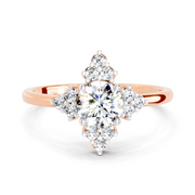 0.70 Ct Round Shape Cluster Diamond Ring | 14K Rose Gold