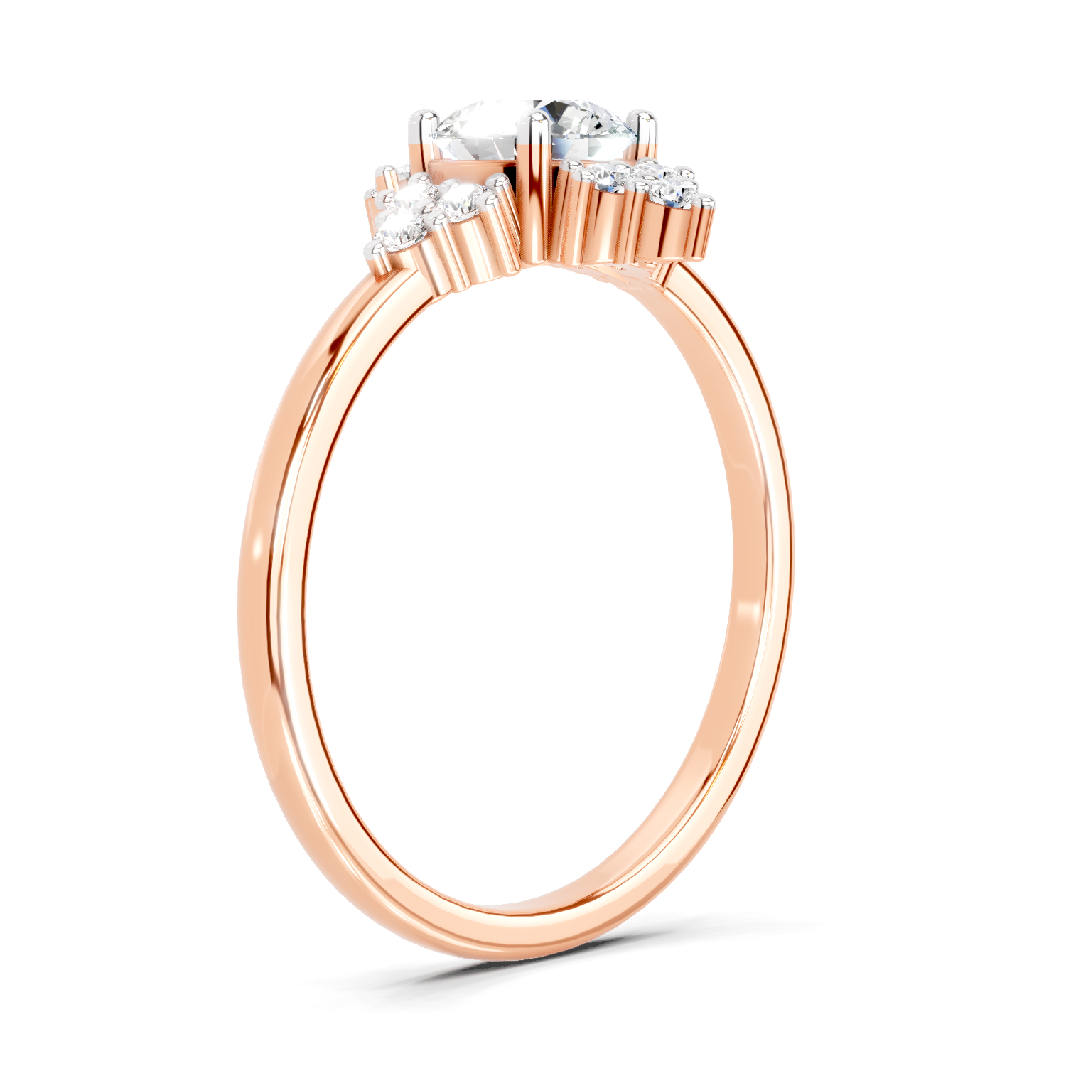 0.70 Ct Round Shape Cluster Diamond Ring | 14K Rose Gold