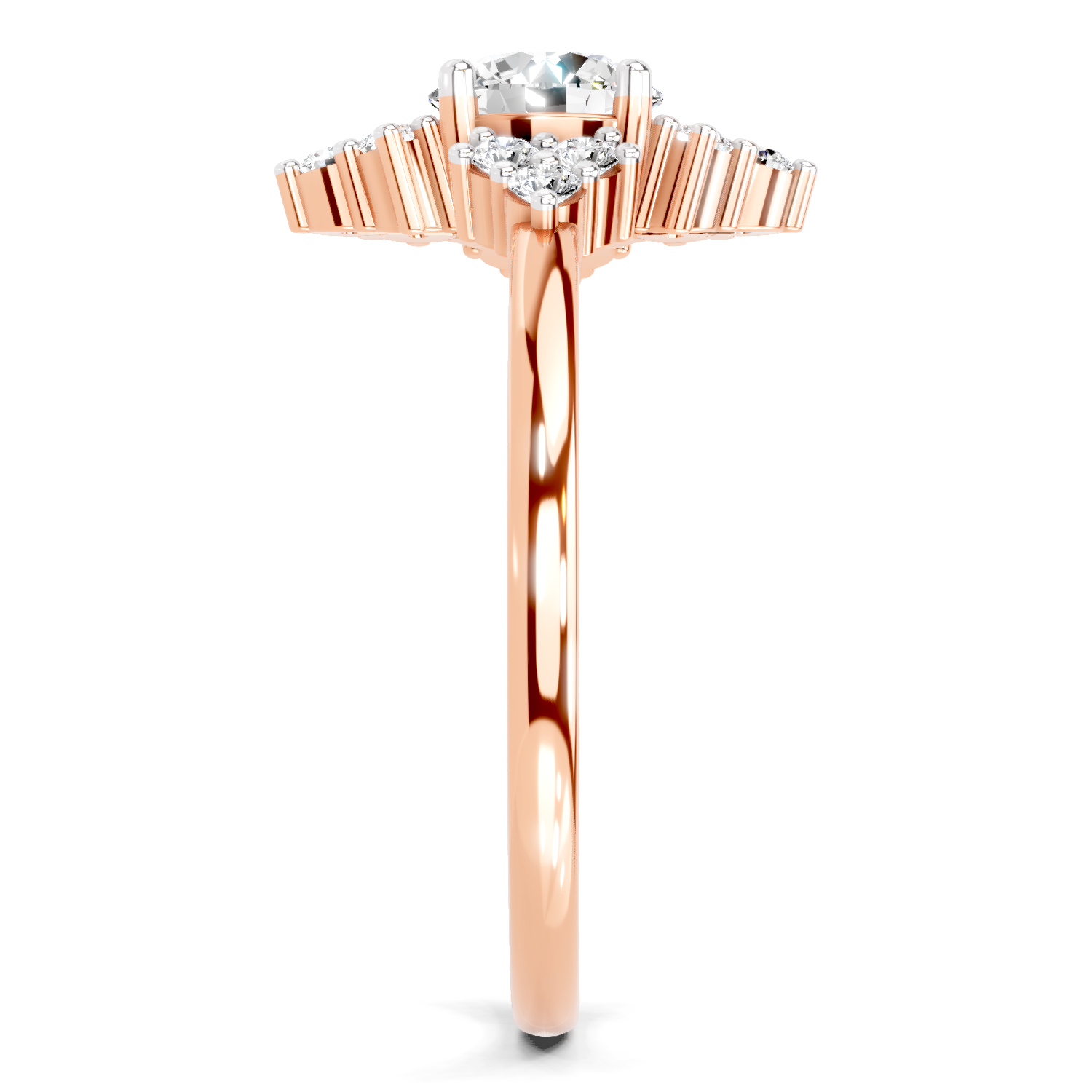 0.70 Ct Round Shape Cluster Diamond Ring | 14K Rose Gold