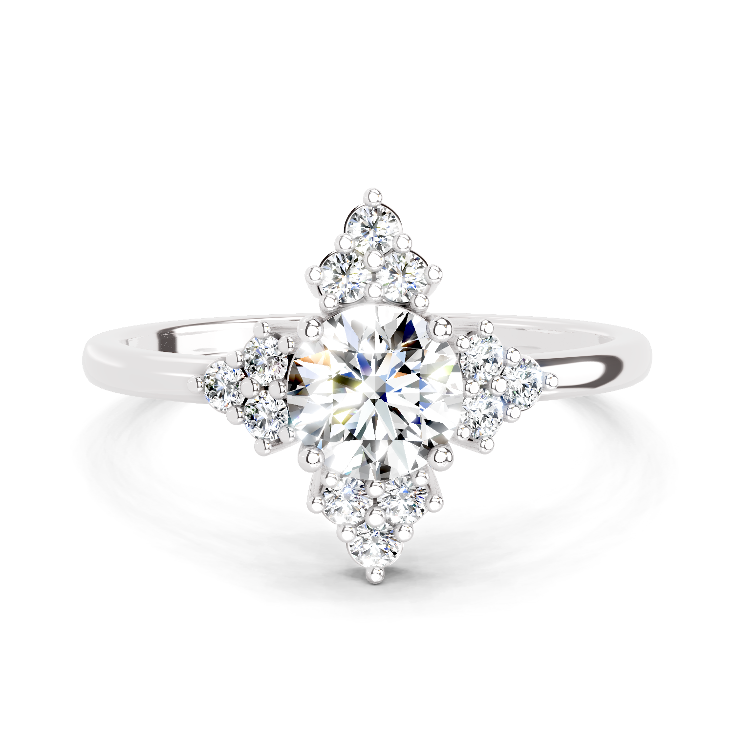 0.70 Ct Round Shape Cluster Diamond Ring | 14K White Gold