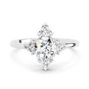 0.70 Ct Round Shape Cluster Diamond Ring | 14K White Gold