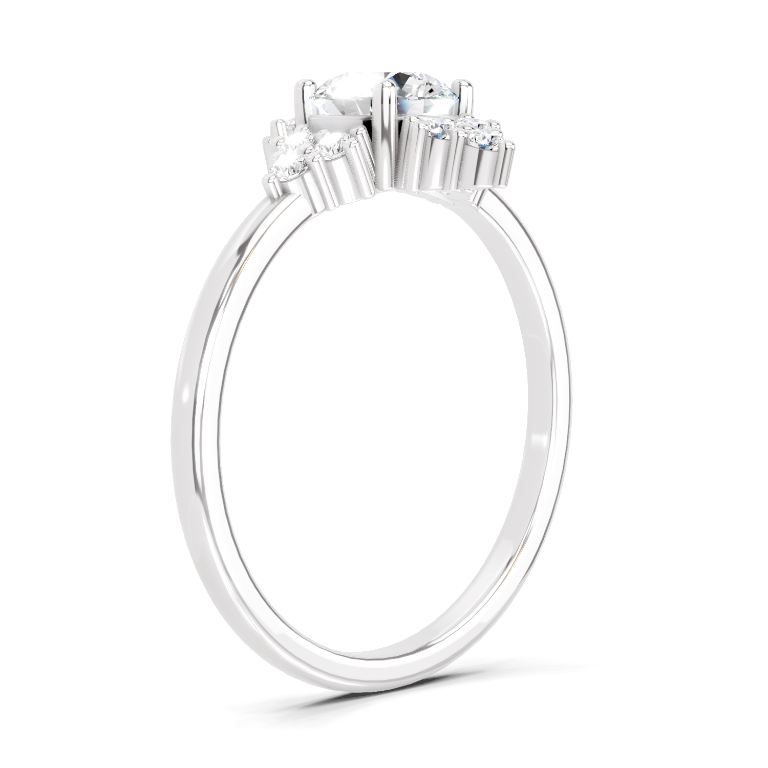 0.70 Ct Round Shape Cluster Diamond Ring | 14K White Gold