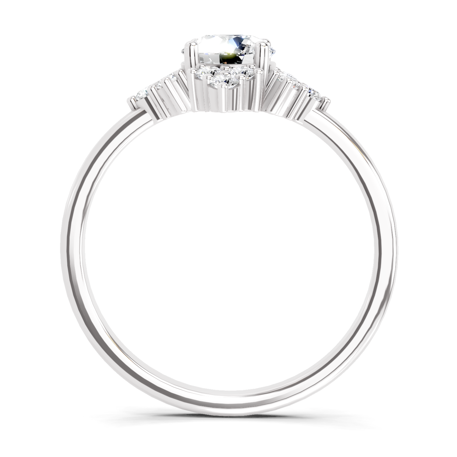 0.70 Ct Round Shape Cluster Diamond Ring | 14K White Gold
