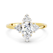 0.70 Ct Round Shape Cluster Diamond Ring | 14K Yellow Gold