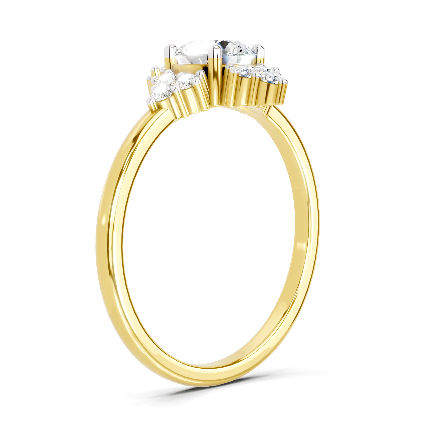 0.70 Ct Round Shape Cluster Diamond Ring | 14K Yellow Gold