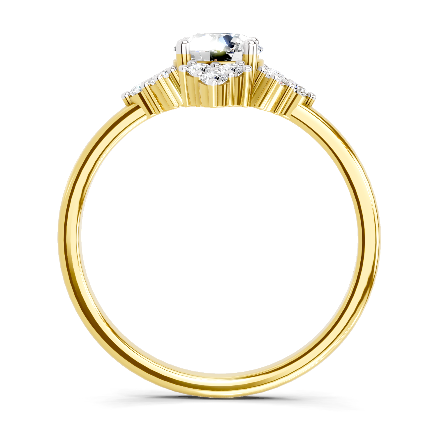 0.70 Ct Round Shape Cluster Diamond Ring | 14K Yellow Gold