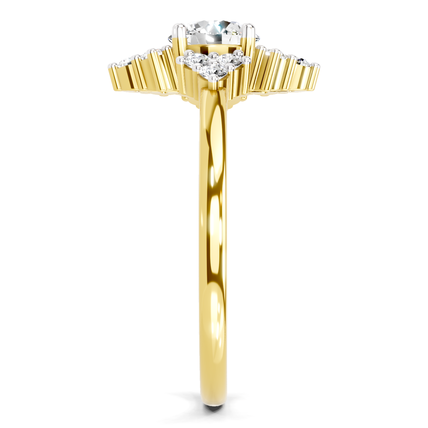 0.70 Ct Round Shape Cluster Diamond Ring | 14K Yellow Gold