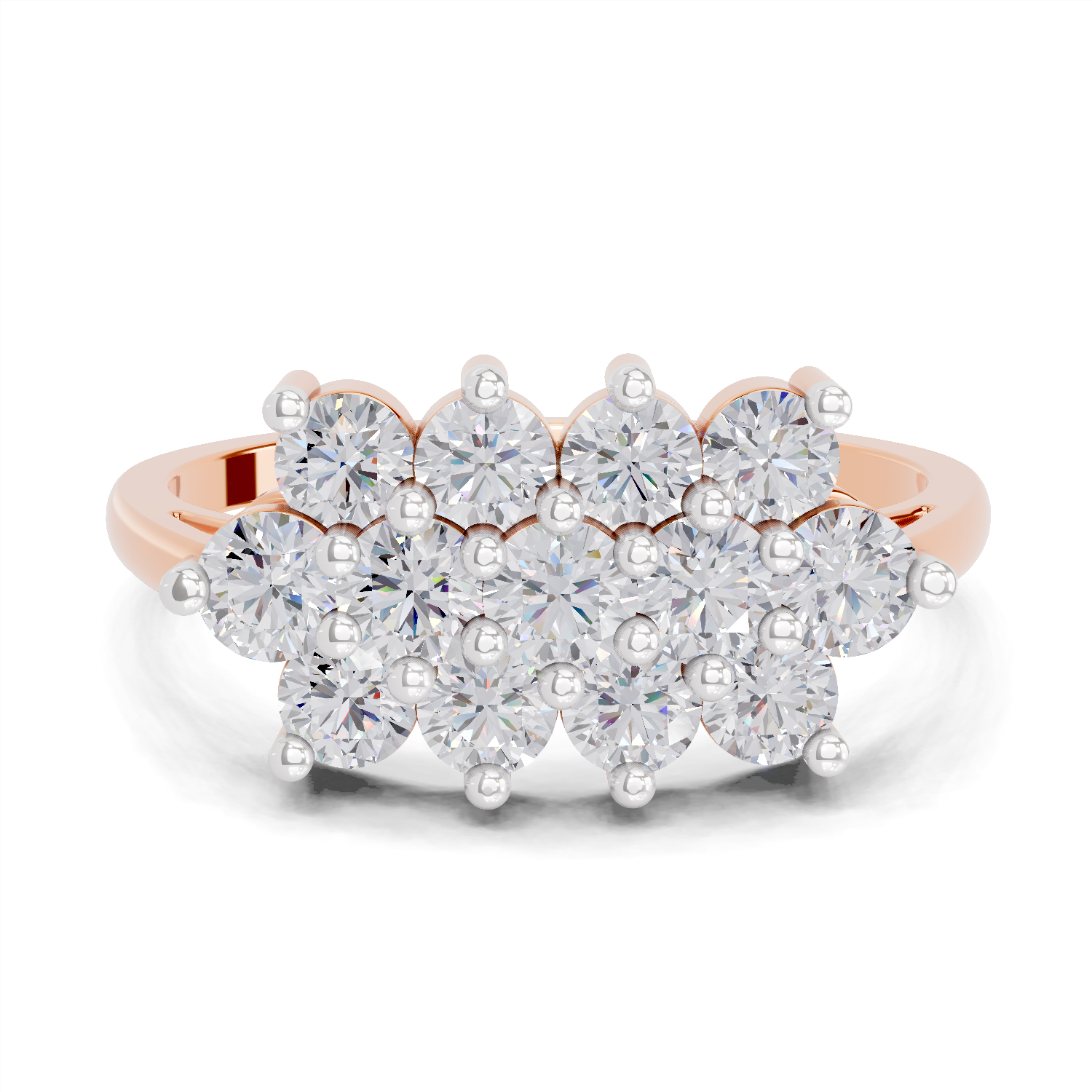 1.02 Carat Diamond Cluster Bloom Promise Engagement Ring | 14K Rose Gold
