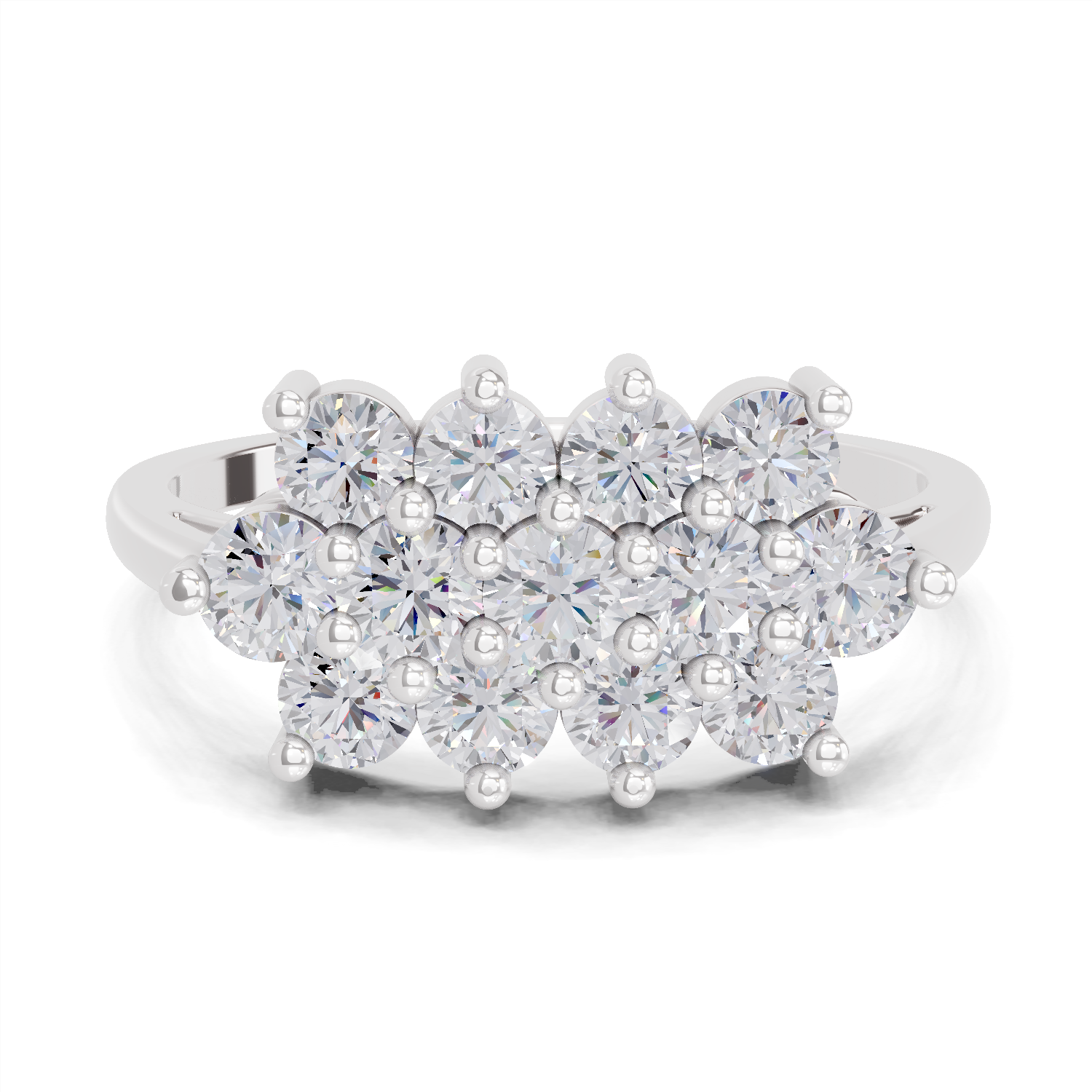1.02 Carat Diamond Cluster Bloom Promise Engagement Ring | 14K White Gold