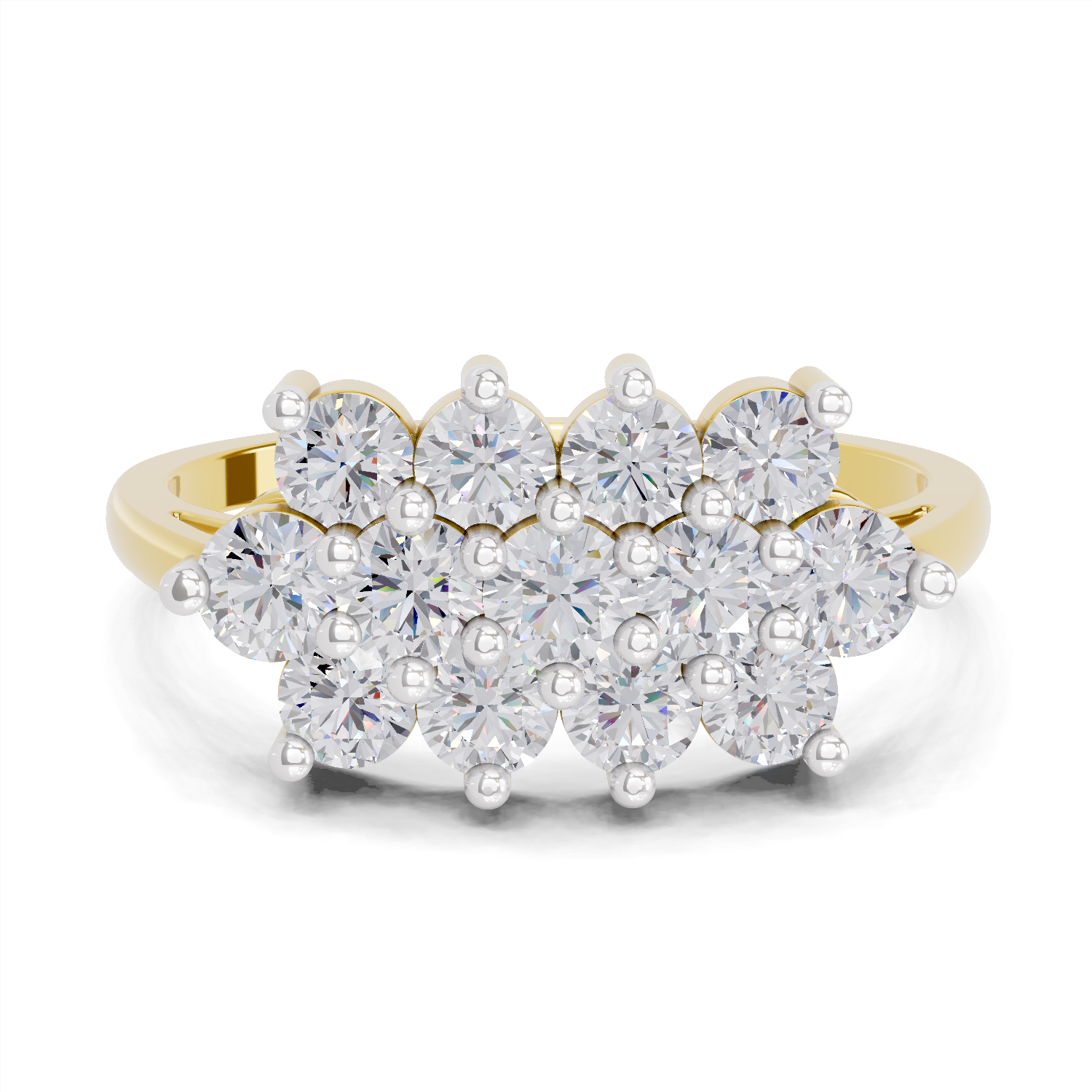 1.02 Carat Diamond Cluster Bloom Promise Engagement Ring | 14K Yellow Gold