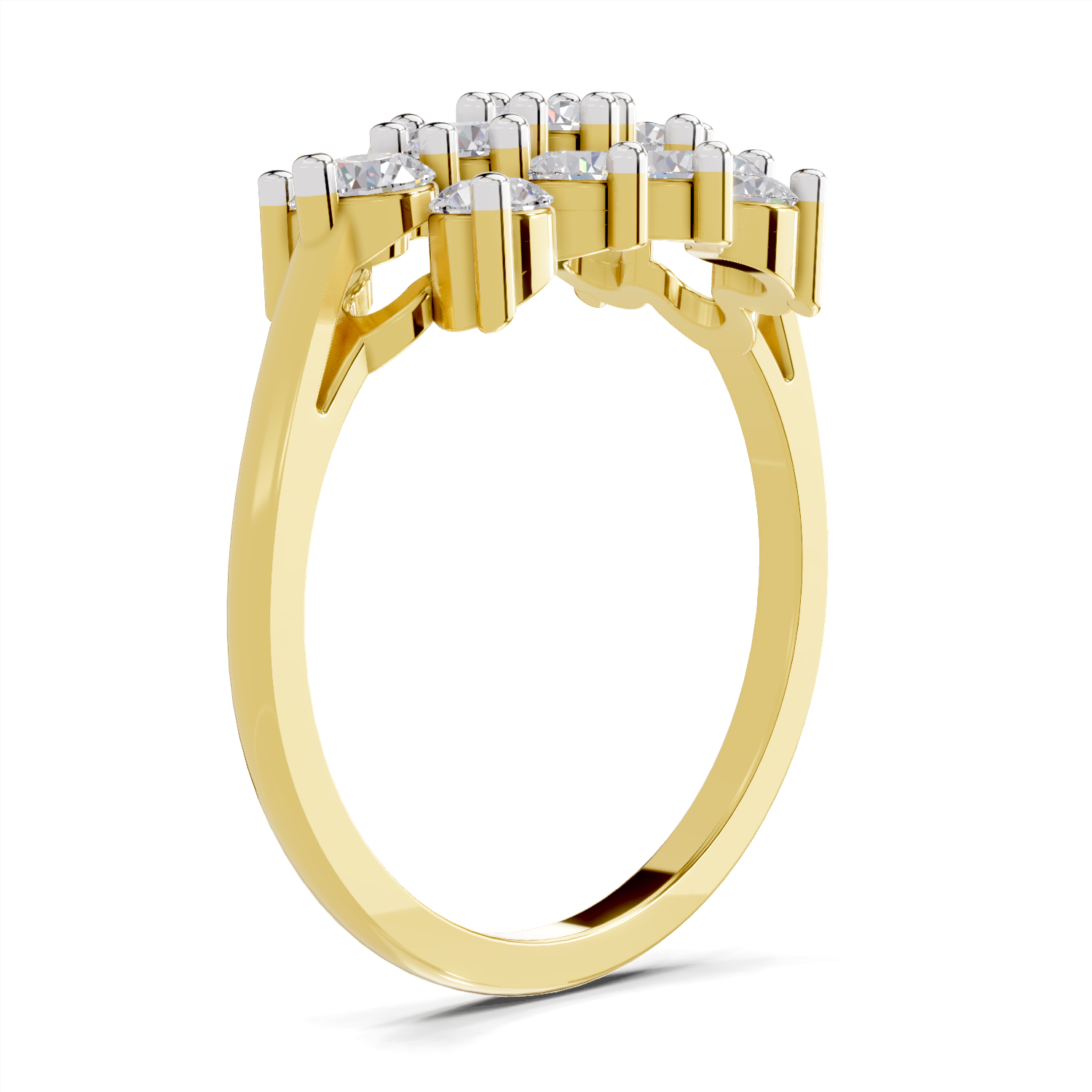 1.02 Carat Diamond Cluster Bloom Promise Engagement Ring | 14K Yellow Gold