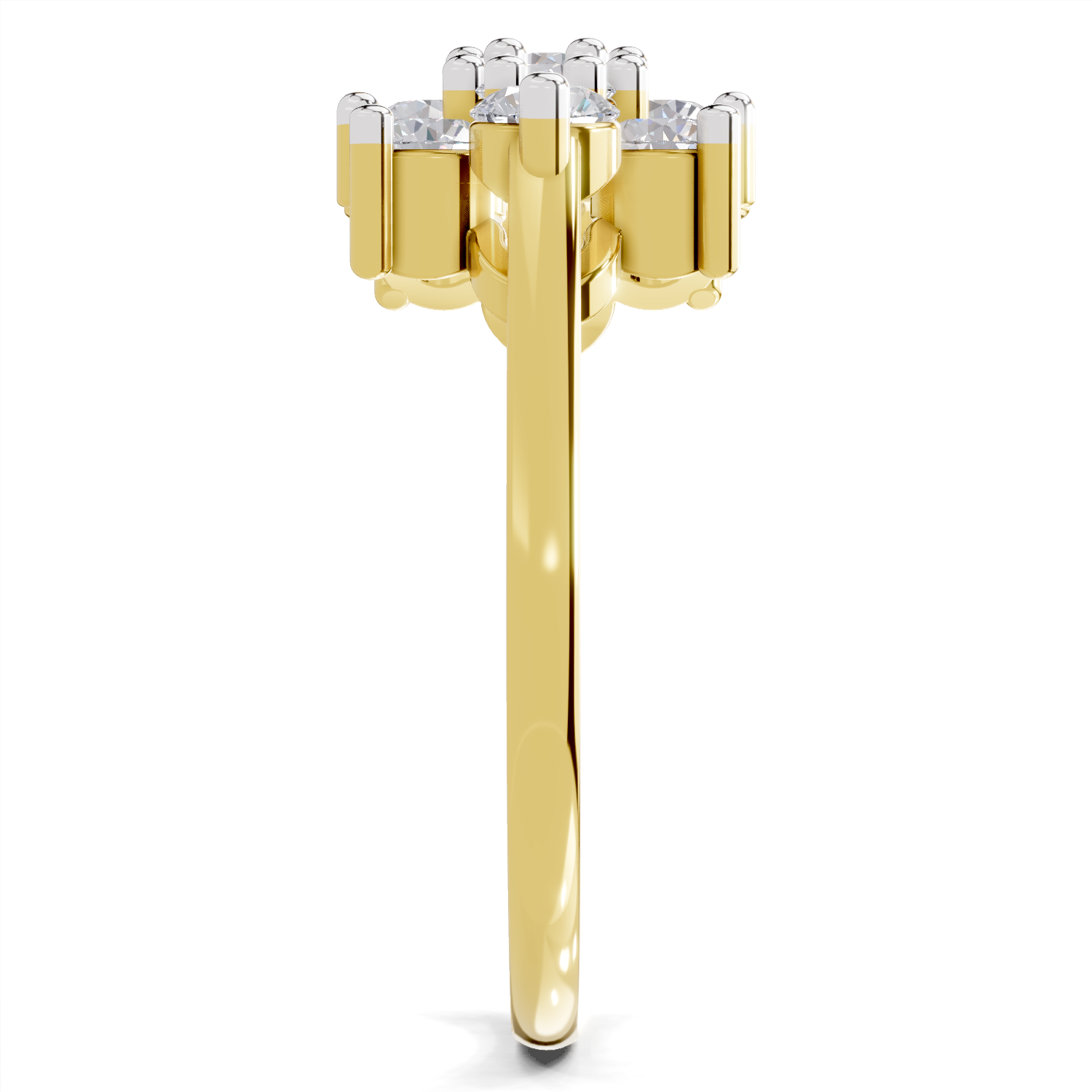 1.02 Carat Diamond Cluster Bloom Promise Engagement Ring | 14K Yellow Gold