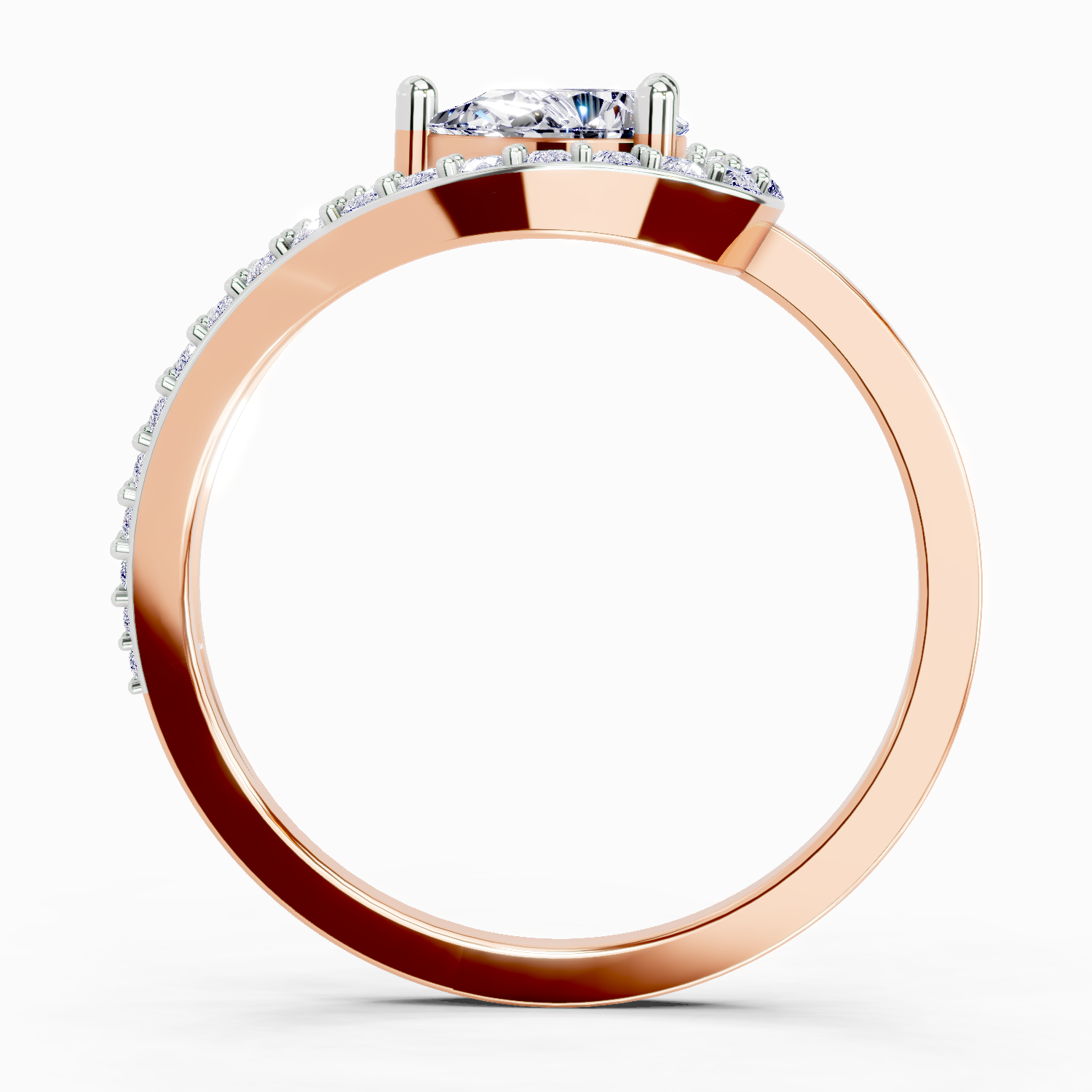 0.72 Carat Pearluxe Halo Promise Engagement Ring | 14K Rose Gold
