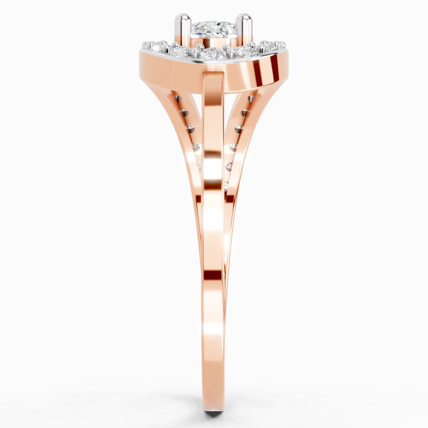 0.72 Carat Pearluxe Halo Promise Engagement Ring | 14K Rose Gold
