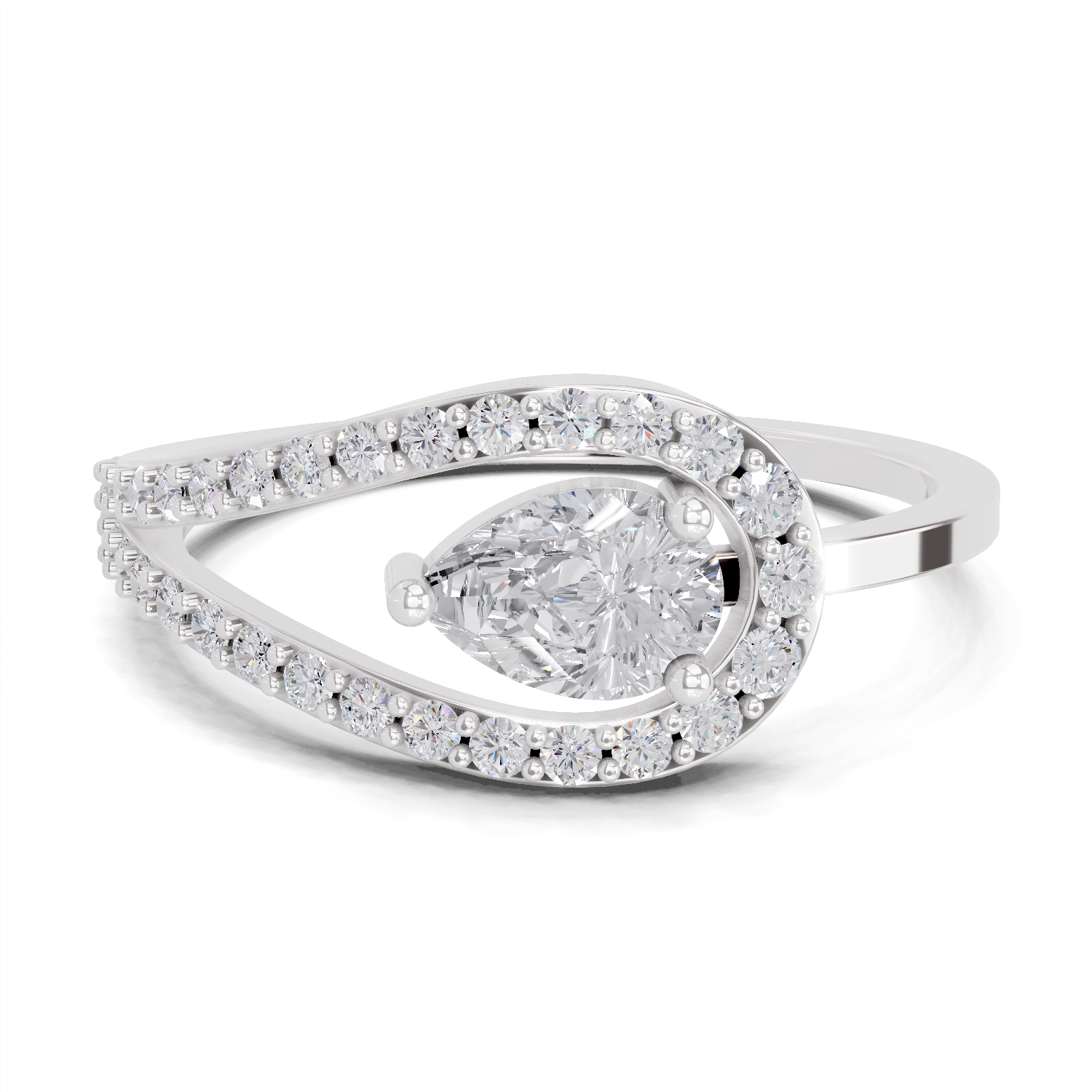 0.72 Carat Pearluxe Halo Promise Engagement Ring | 14K White Gold