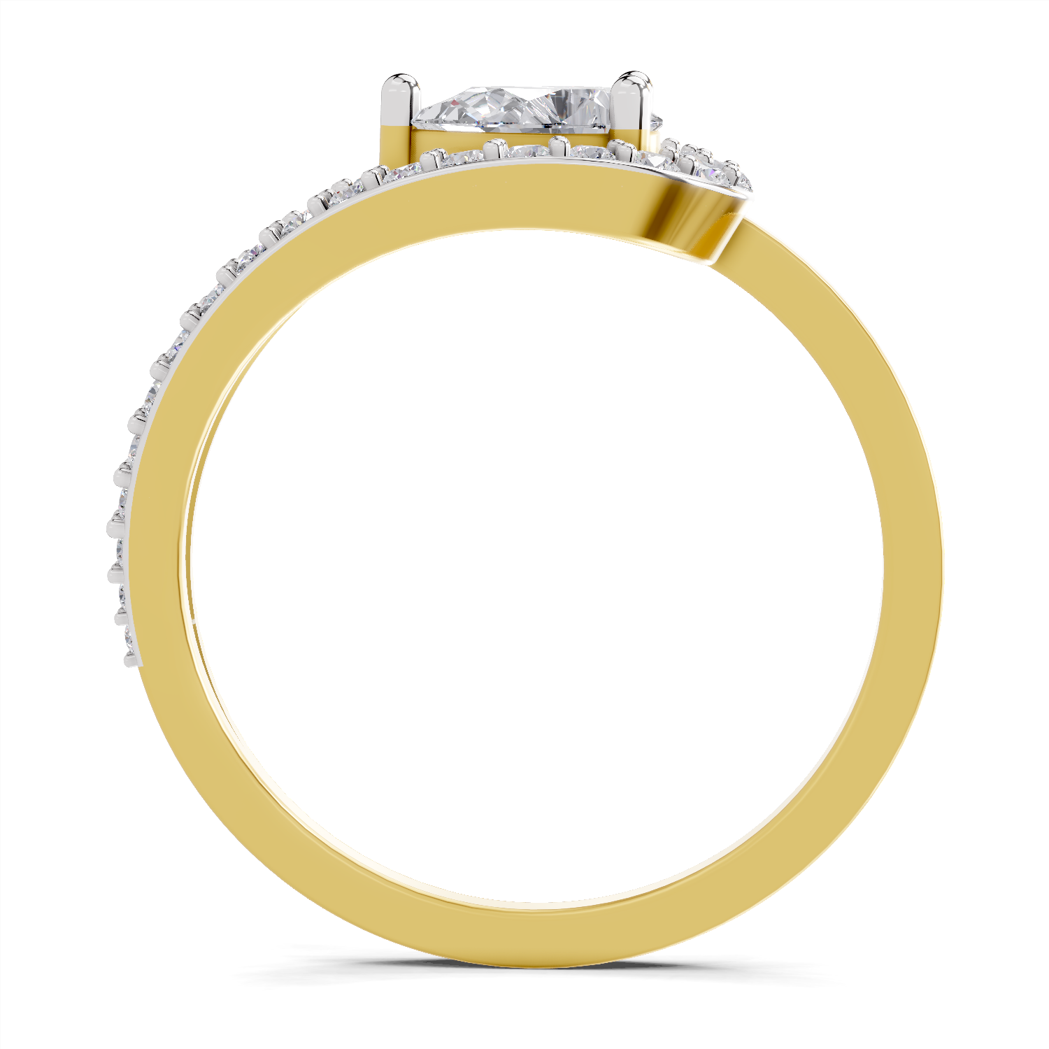 0.72 Carat Pearluxe Halo Promise Engagement Ring | 14K Yellow Gold