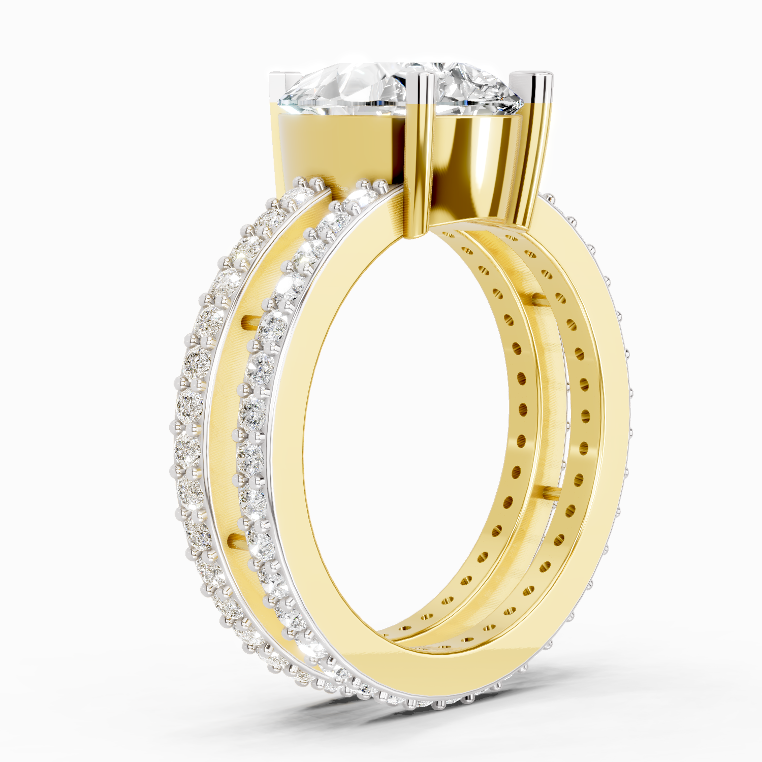 3.98 Ct Pear Shape Diamond Engagement Ring | 14K Yellow Gold