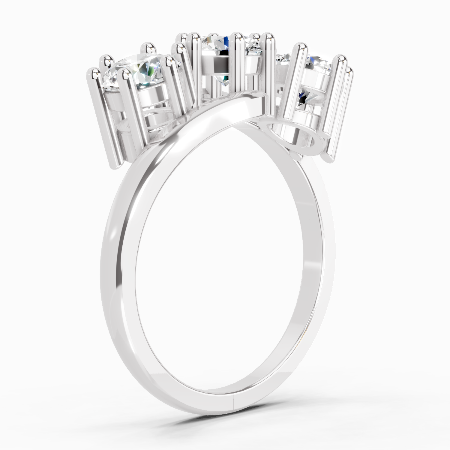 1.14 Ct Round Three Stone Ring | 14K White Gold