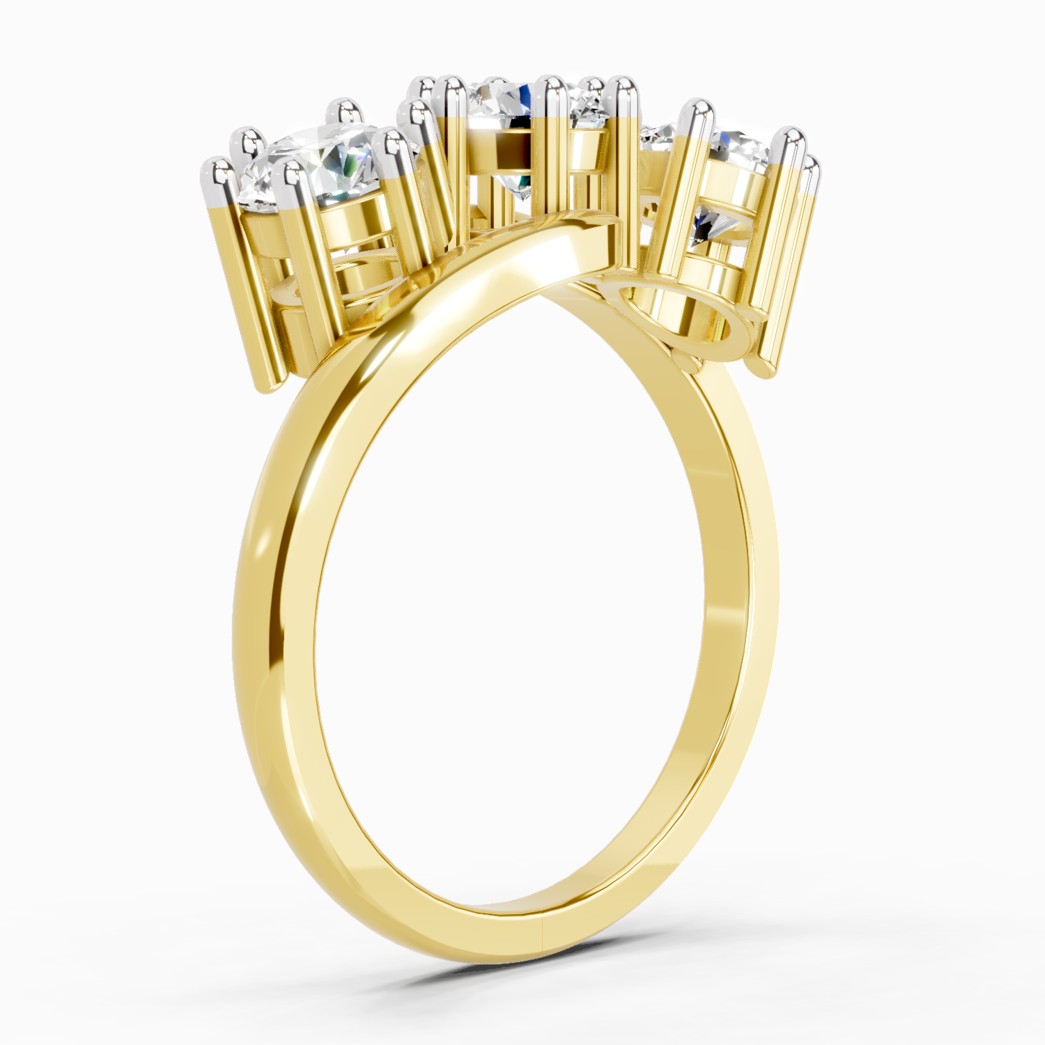 1.14 Ct Round Three Stone Ring | 14K Yellow Gold