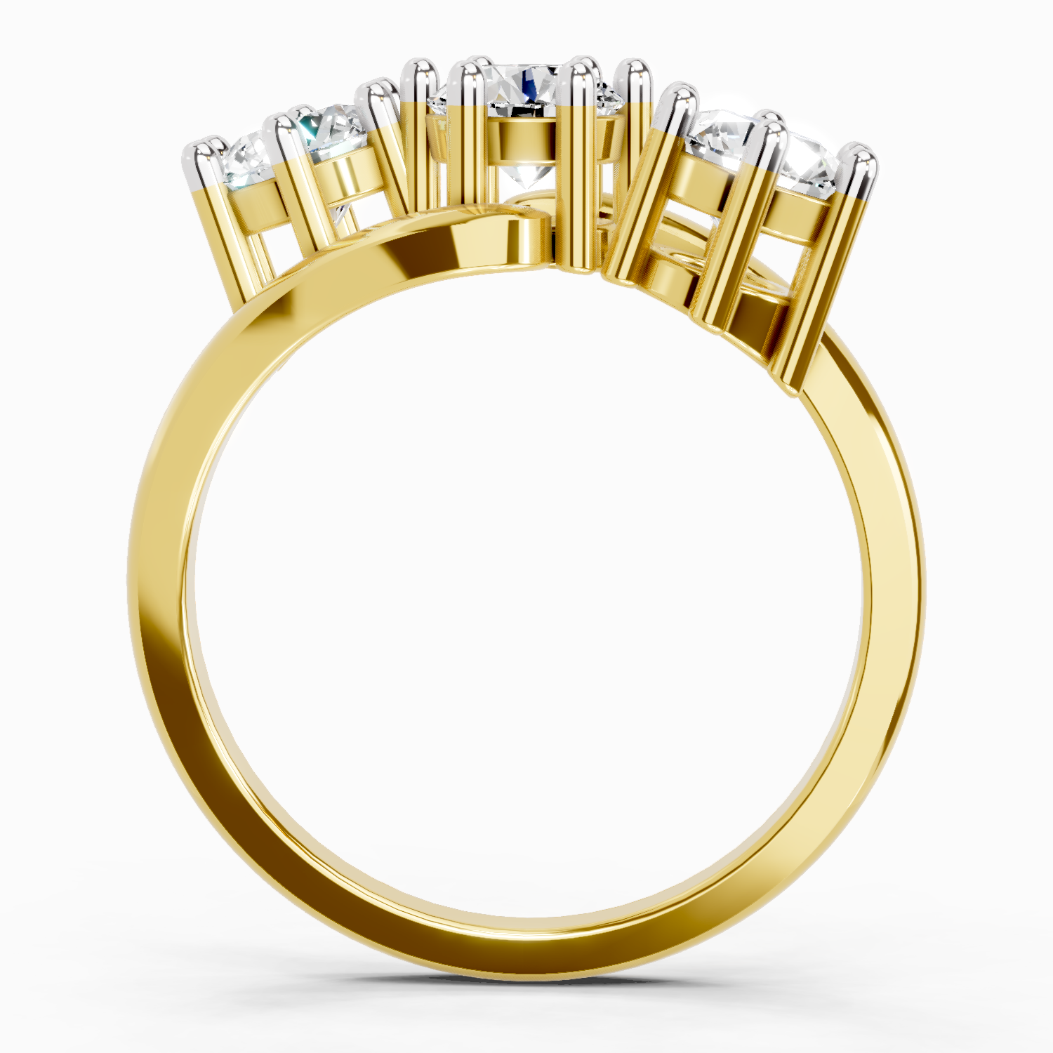 1.14 Ct Round Three Stone Ring | 14K Yellow Gold