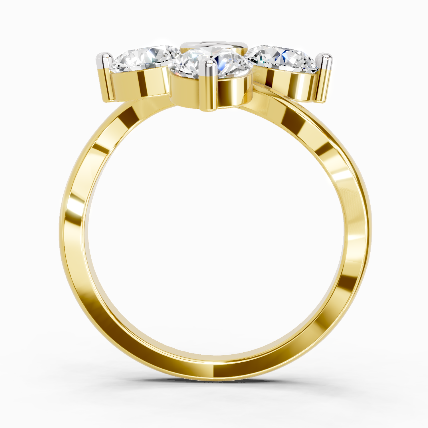 1.63 Ct Round Four Stone Ring | 14K Yellow Gold
