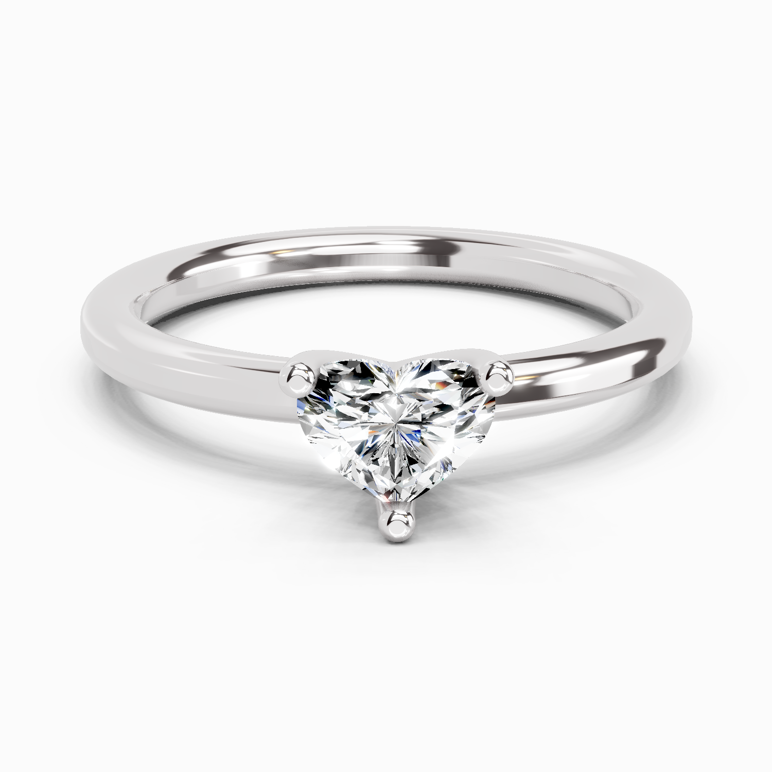 0.23 Ct Heart Solitaire Ring | 14K White Gold