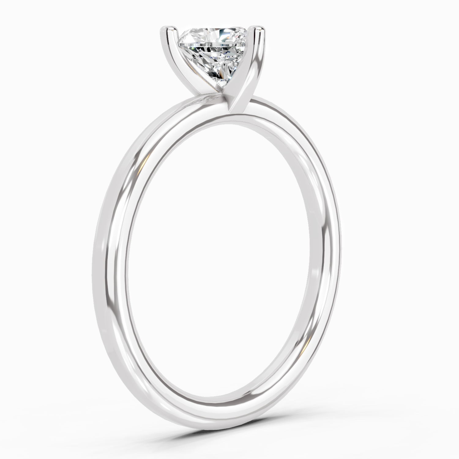 0.23 Ct Heart Solitaire Ring | 14K White Gold