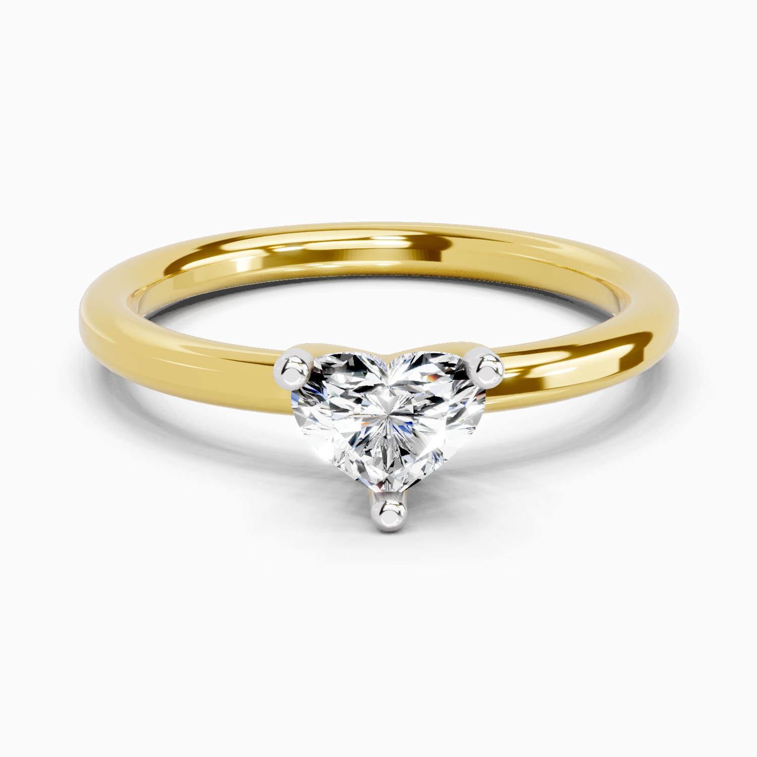 0.23 Ct Heart Solitaire Ring | 14K Yellow Gold
