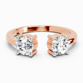 0.76 Ct Round Open Two Stone Ring | 14K Rose Gold