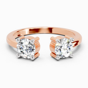 0.76 Ct Round Open Two Stone Ring | 14K Rose Gold