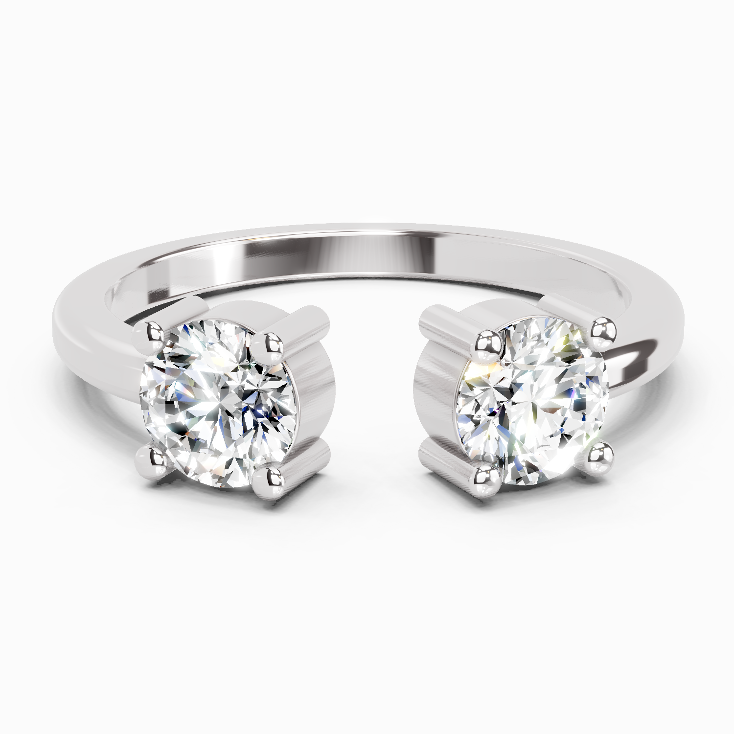 0.76 Ct Round Open Two Stone Ring | 14K White Gold