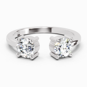 0.76 Ct Round Open Two Stone Ring | 14K White Gold