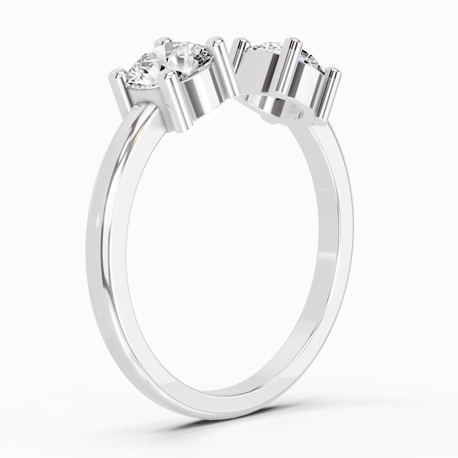 0.76 Ct Round Open Two Stone Ring | 14K White Gold