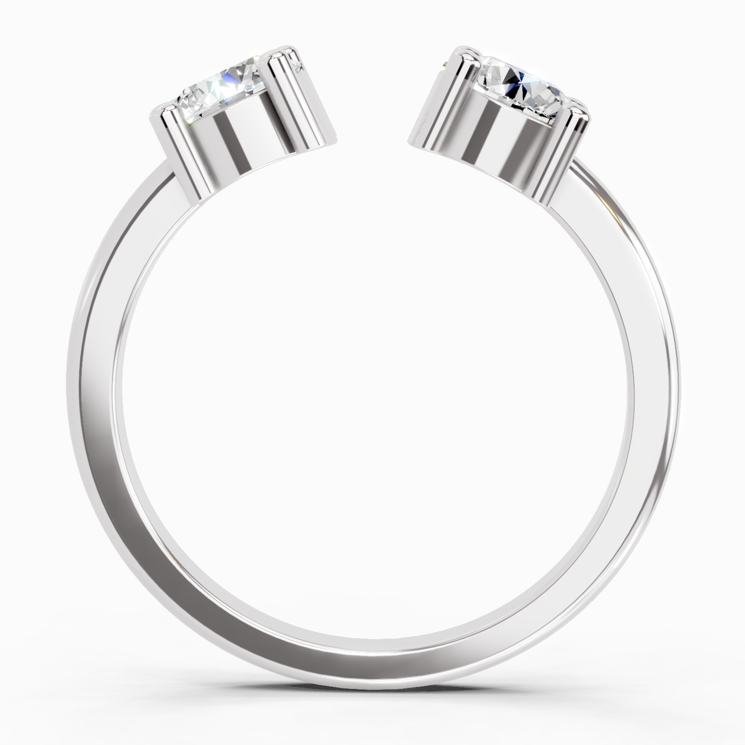 0.76 Ct Round Open Two Stone Ring | 14K White Gold