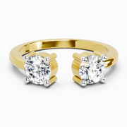 0.76 Ct Round Open Two Stone Ring | 14K Yellow Gold