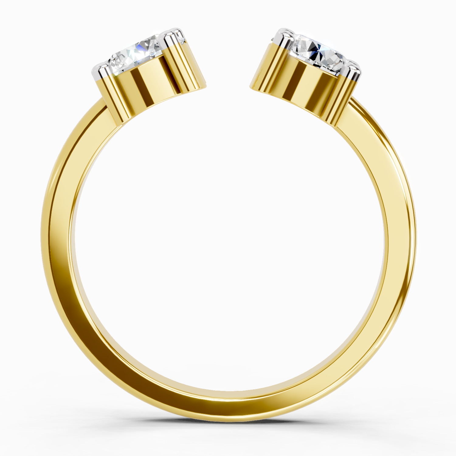 0.76 Ct Round Open Two Stone Ring | 14K Yellow Gold